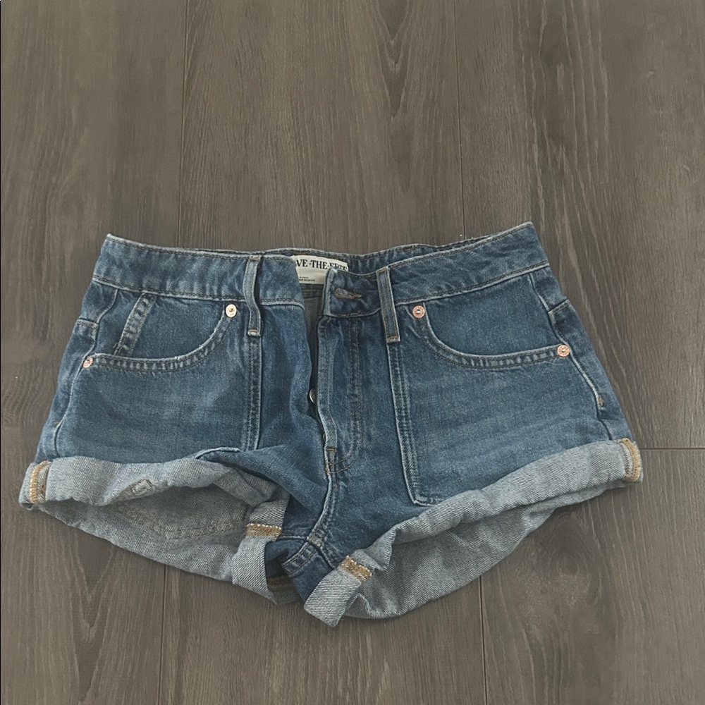 We The Free Rolled Cuff Denim Shorts — Dark Blue